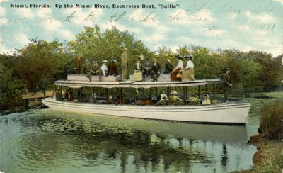 Escursione sul fiume Miami con la barca Sallie, c.1910 da Hugh C. Leighton Co.